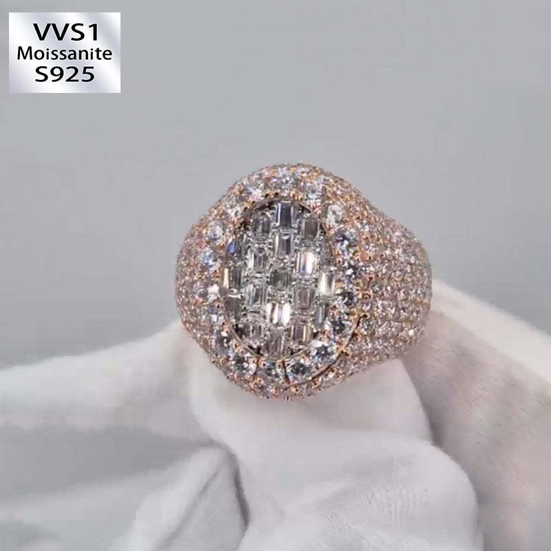 T-shaped Moissanite Men's Ring