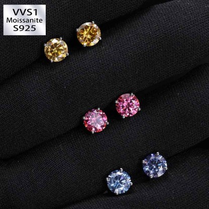 S925 Silver 1 Carat Moissanite Earrings