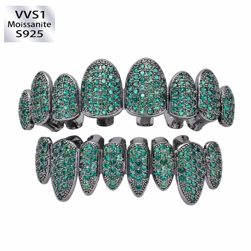 Moissanite Hip Hop Color 8-tooth Grillz