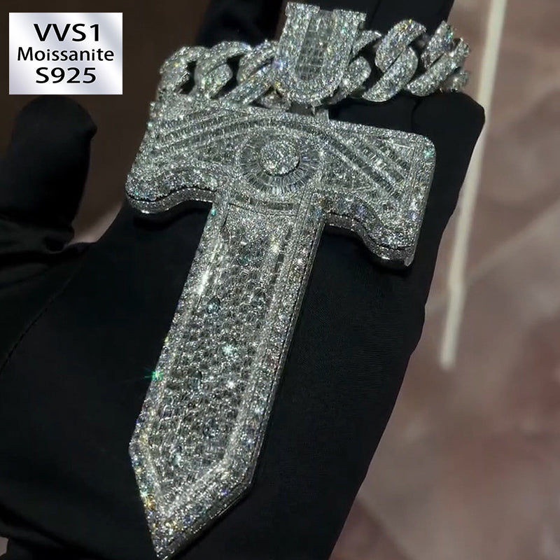 Moissanite T Letter Diamond Pendant