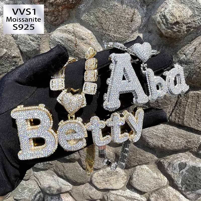 Moissanite Uppercase and Lowercase Letter Combination Custom Pendant