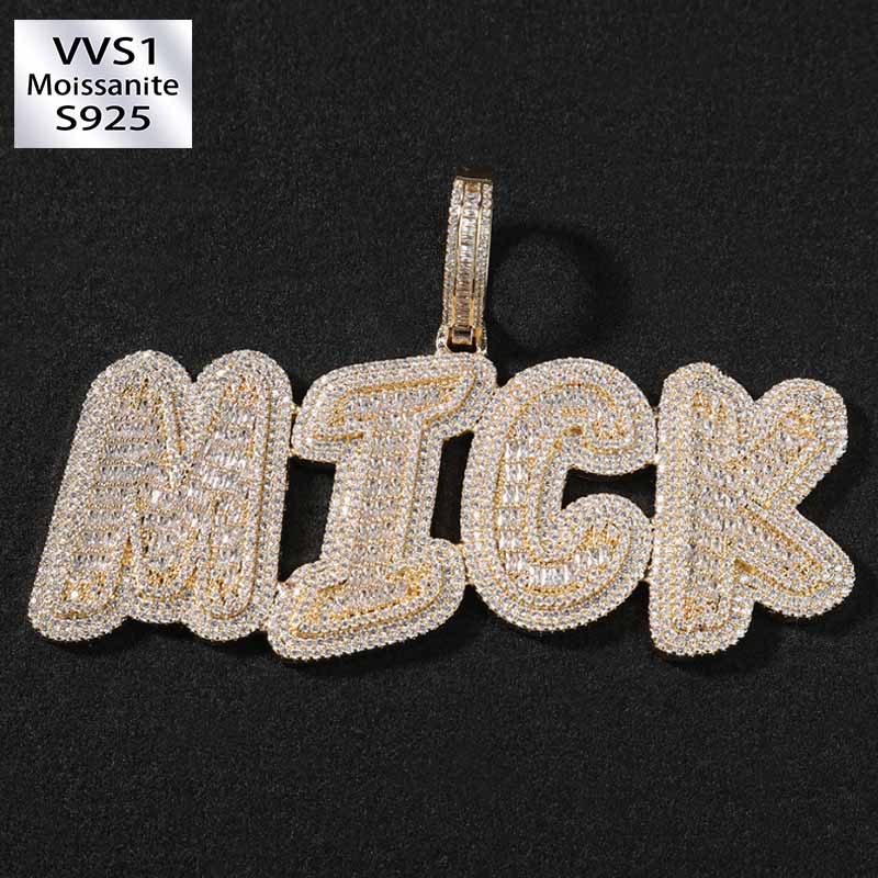 Moissanite Hip Hop Sparkling Customized Letter Pendant