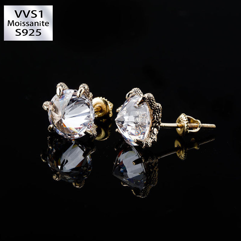 Moissanite Hip Hop Dragon Claw Earrings