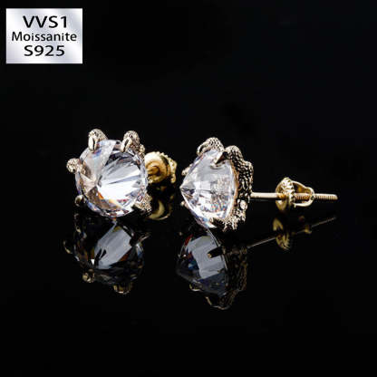 Moissanite Hip Hop Dragon Claw Earrings