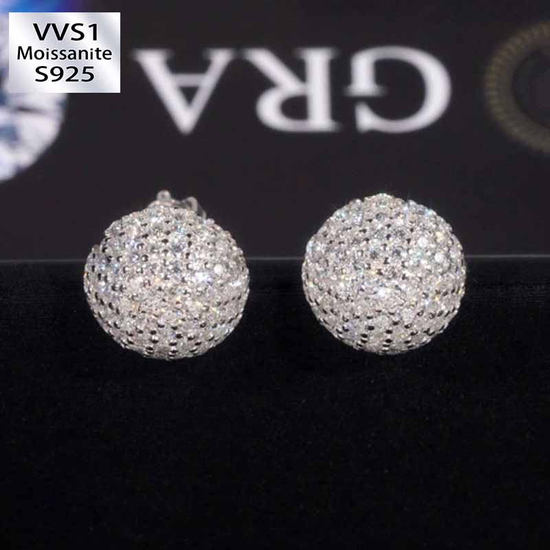 S925 Moissanite Half-round Mushroom Shape Earrings