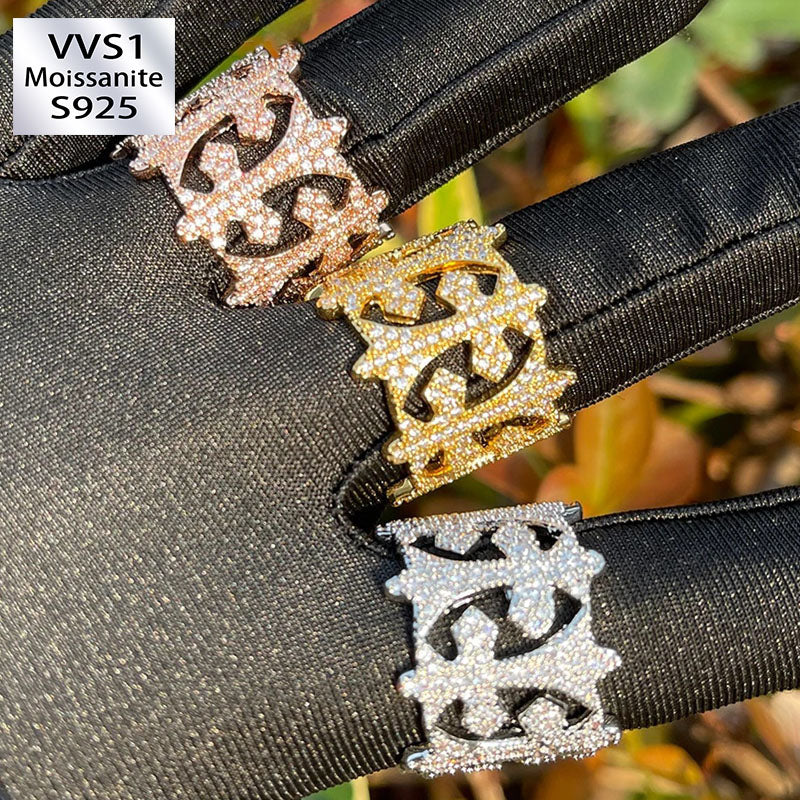 Moissanite Full Circle Cross Ring