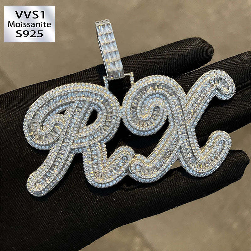 Moissanite Elegant Lettering Custom Pendant