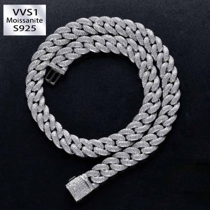 14mm Moissanite Miami Style Cuban Chain