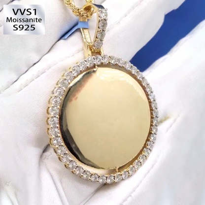 Moissanite Custom Photo Rotatable Pendant