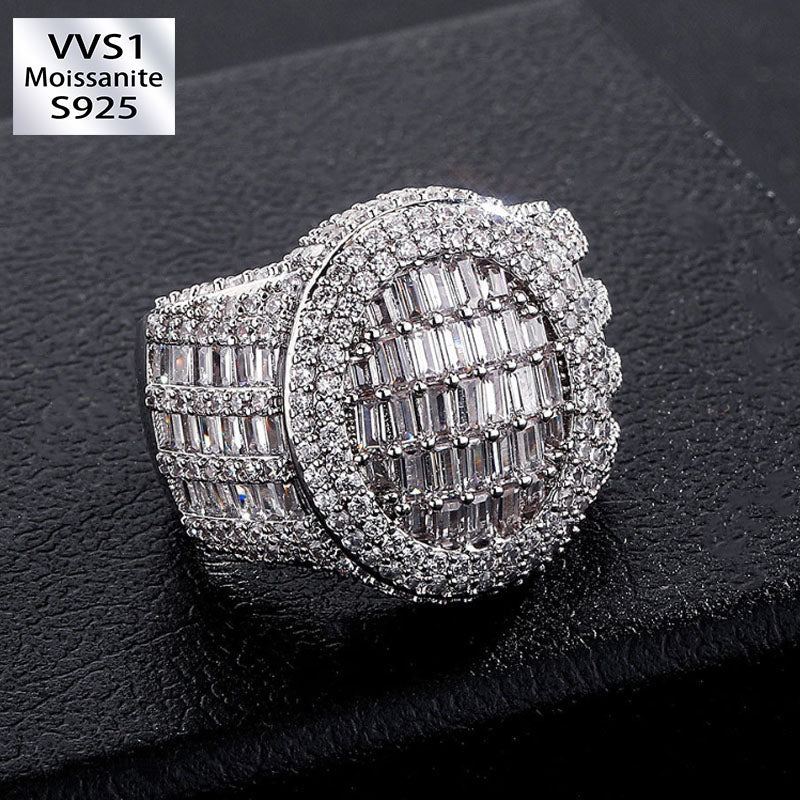 Moissanite Trendtide Trapezoid Square Diamond Close Set Disc Ring