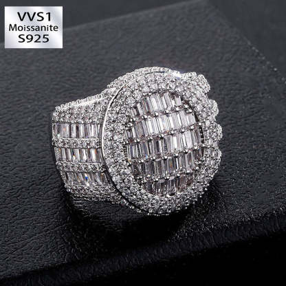 Moissanite Trendtide Trapezoid Square Diamond Close Set Disc Ring