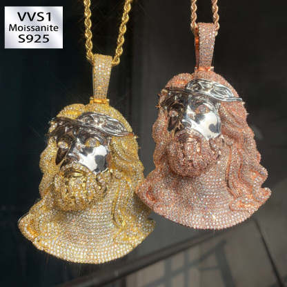 Moissanite Hip Hop Big Wave Jesus Pendant
