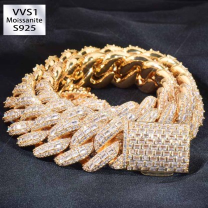 20mm Moissanite T Square Hip Hop Cuban Chain