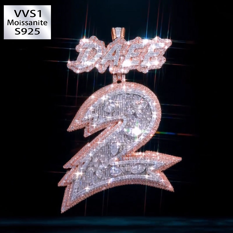 S925 Moissanite Letter 2 Pendant