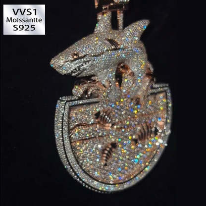 Moissanite Shark Semicircular Pendant