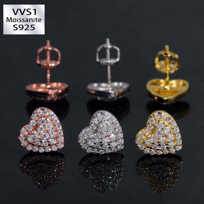 S925 Moissanite Heart Earrings