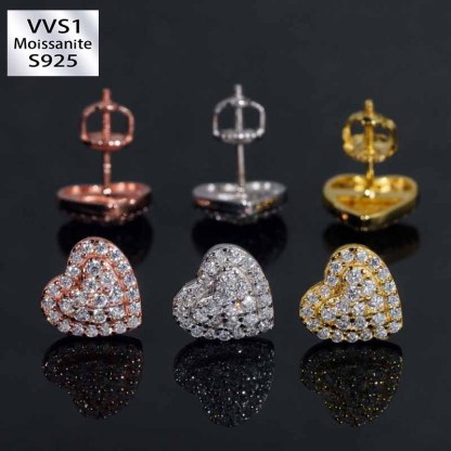 S925 Moissanite Heart Earrings