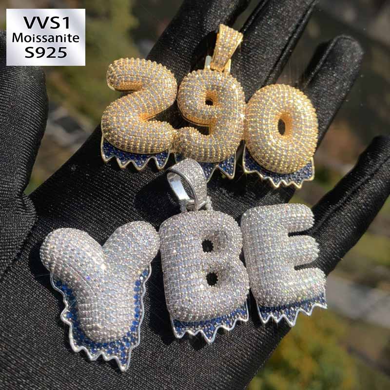 Moissanite Hip Hop DIY Round Letter Custom Pendant