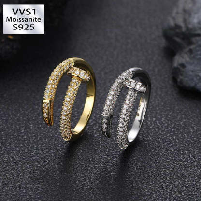 Moissanite Pin Geometric Design Ring