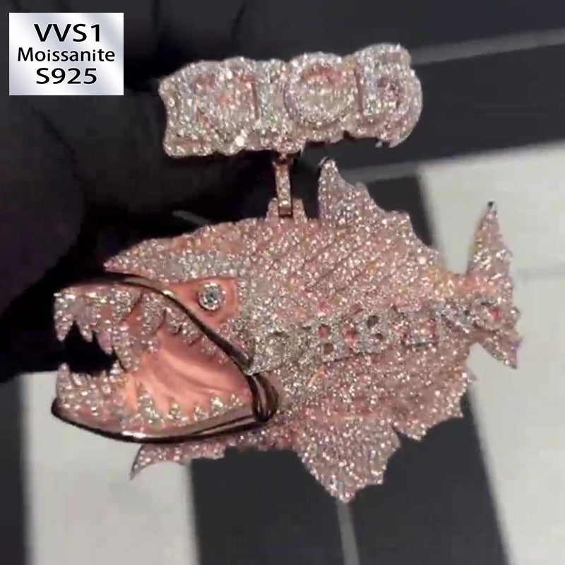 Moissanite Piranha DABINO Letter Pendant