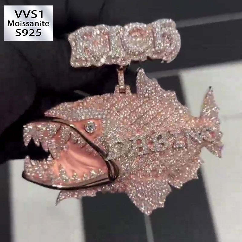 Moissanite Piranha DABINO Letter Pendant