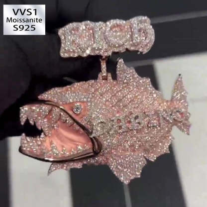 Moissanite Piranha DABINO Letter Pendant