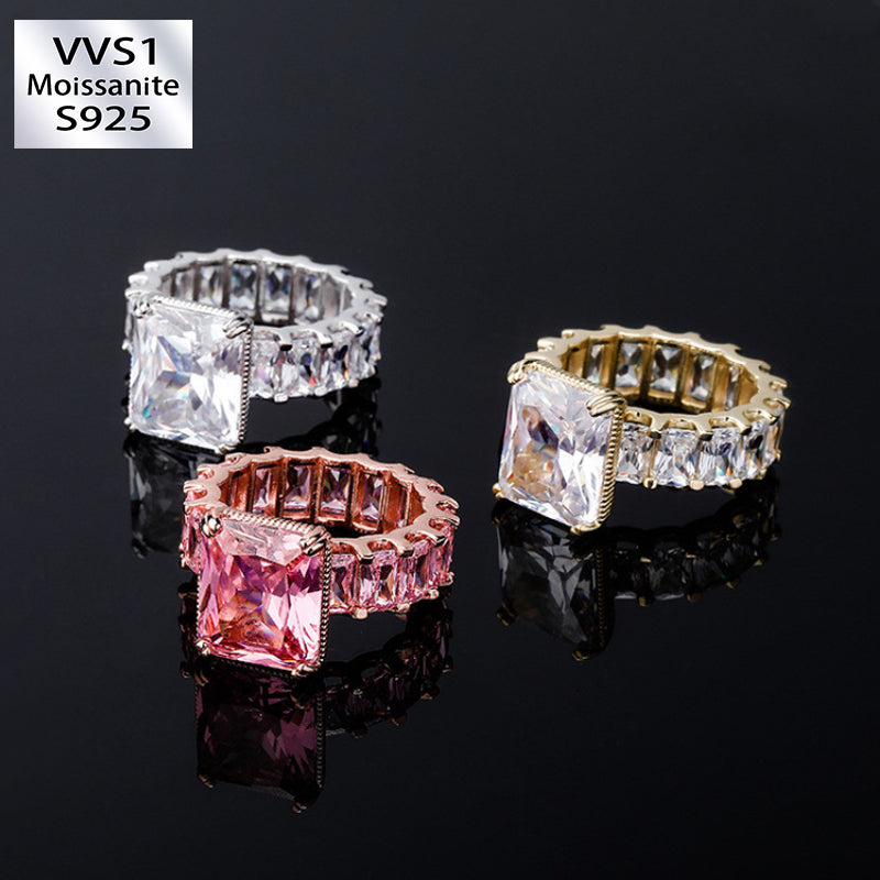 Moissanite Hip Hop Cube Rock Candy Ring