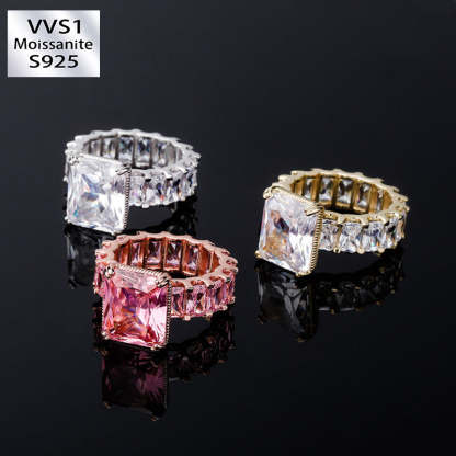 Moissanite Hip Hop Cube Rock Candy Ring