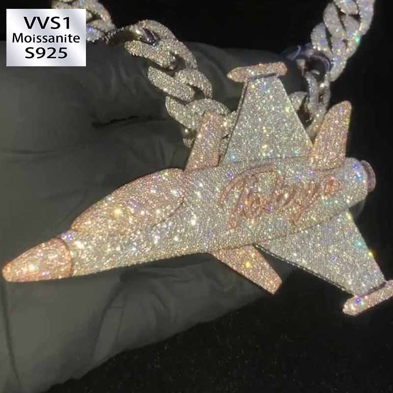 Moissanite "To Life" Letter Airplane Pendant