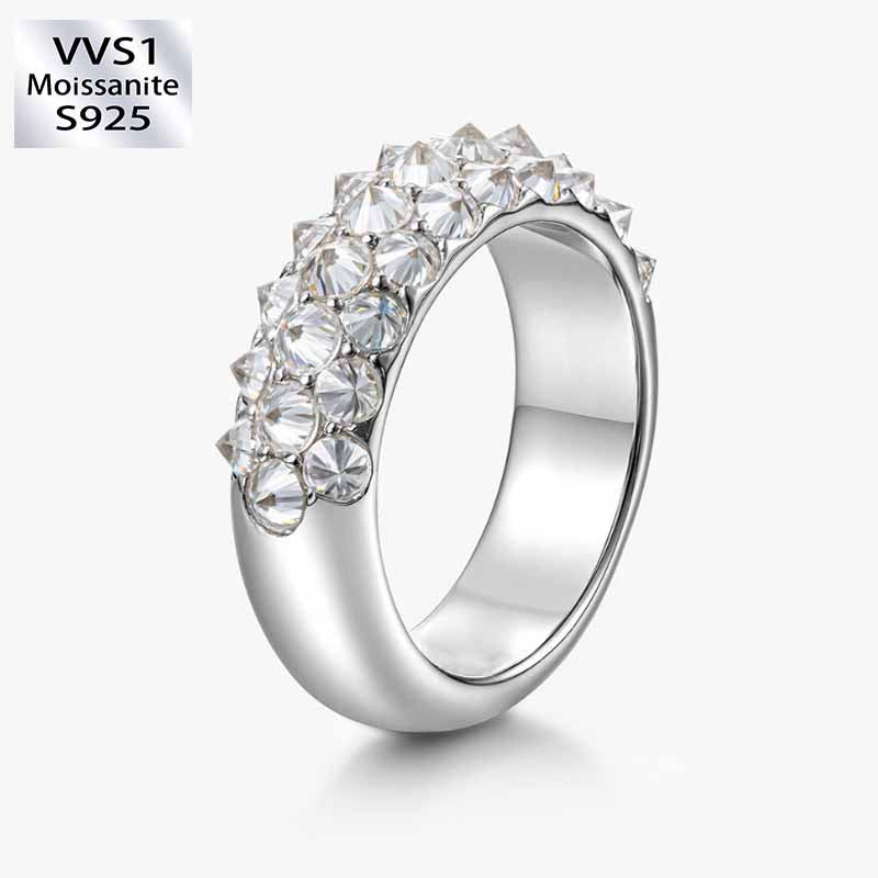 S925 Silver Moissanite Creative Punk Ring