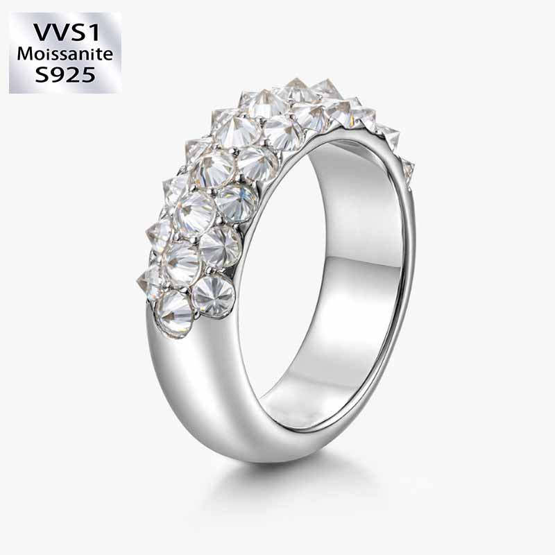 S925 Silver Moissanite Creative Punk Ring