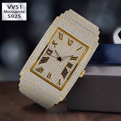 Moissanite Rectangular Full Diamond Watch