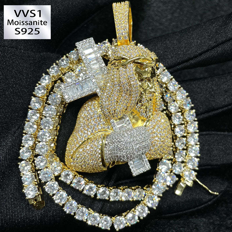 Custom Ice Out Jesus Cross Pendant 5mm Tennis Chain