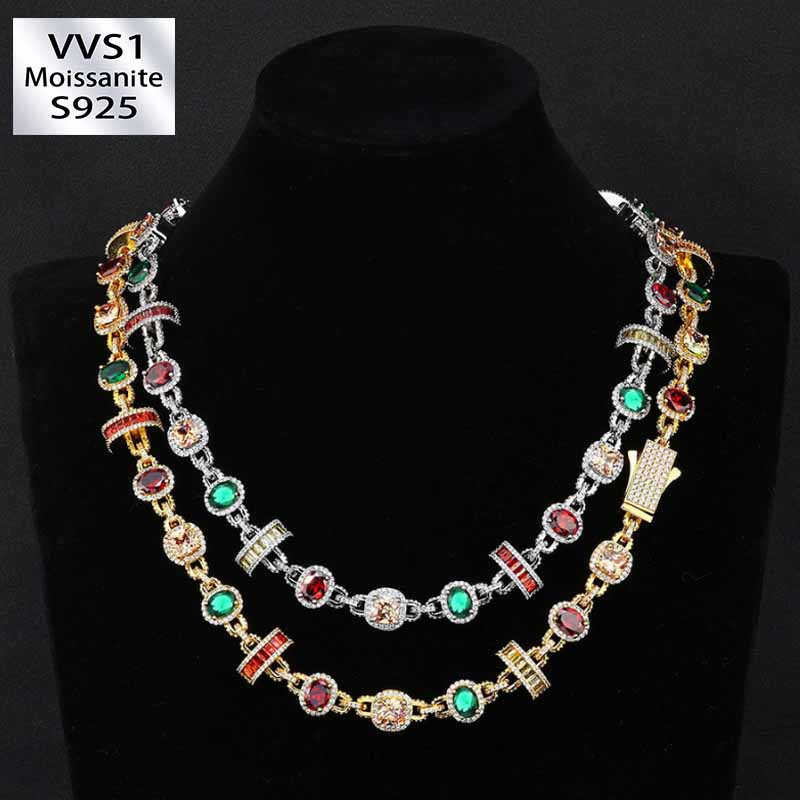 Moissanite Hip Hop Colored Gemstone Chain