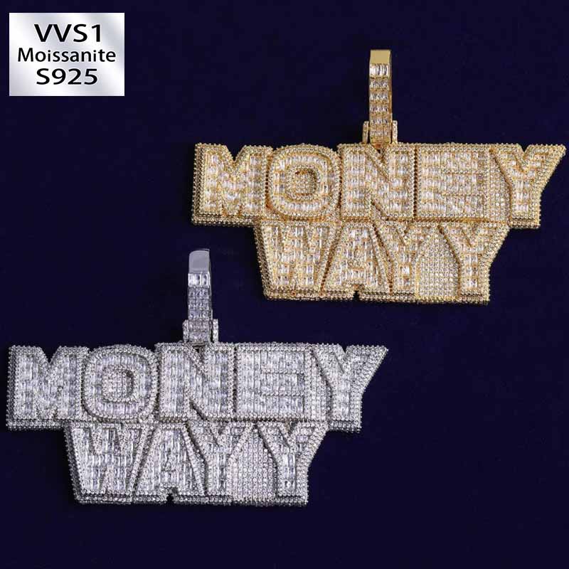 Moissanite Hip Hop Square Monogram Pendant