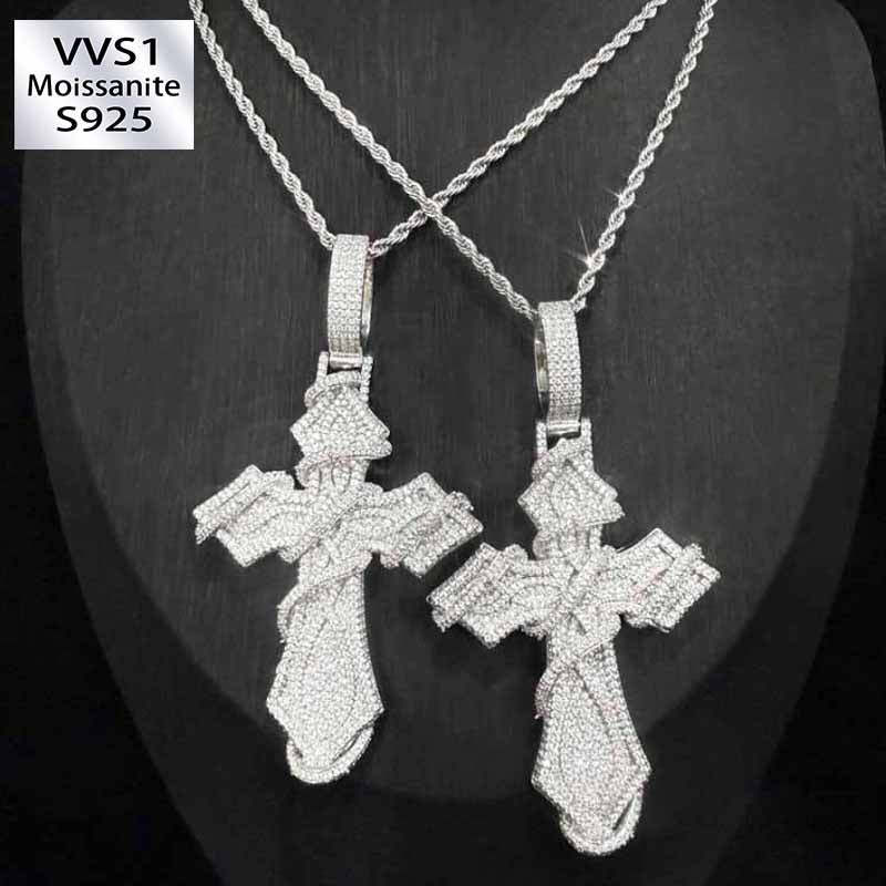 Moissanite Thorn Cross Pendant