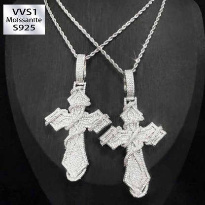 Moissanite Thorn Cross Pendant