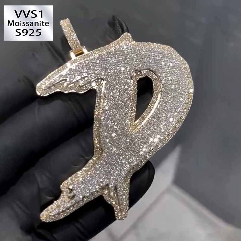 Moissanite Artistic Font Letter D Pendant