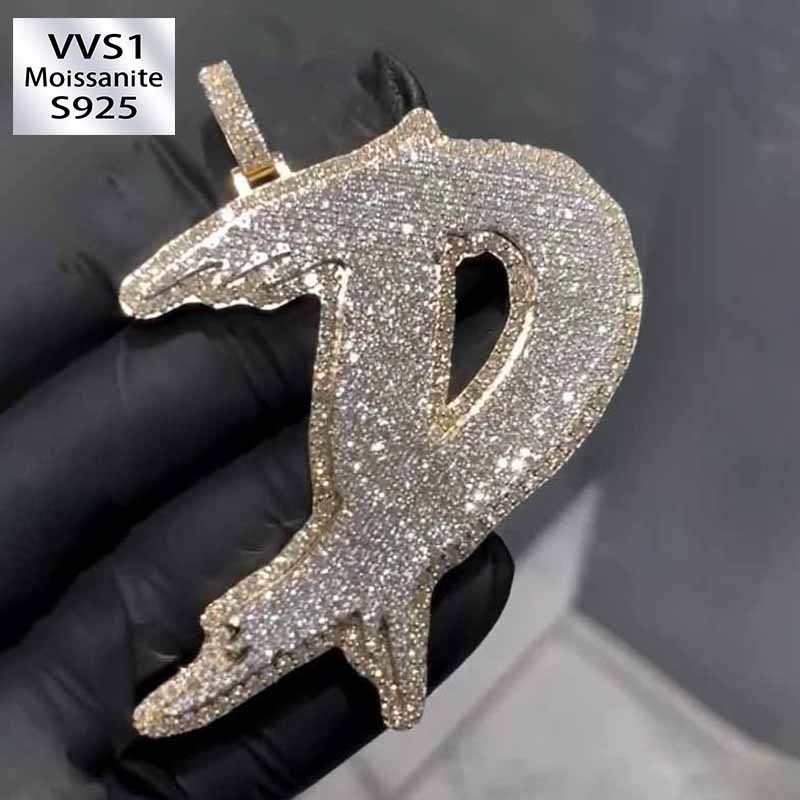 Moissanite Artistic Font Letter D Pendant