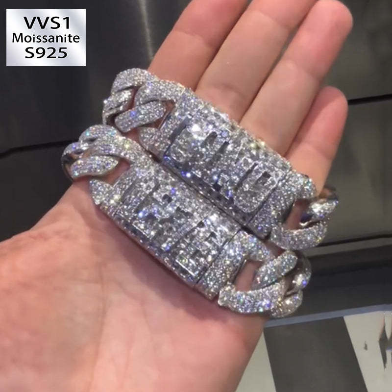 24mm Moissanite Custom Cuban Link Bracelet