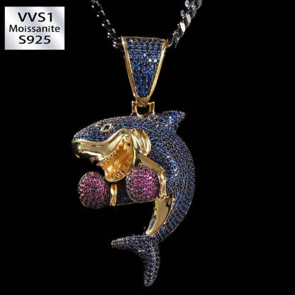 Moissanite Hip Hop Boxing Shark Pendant