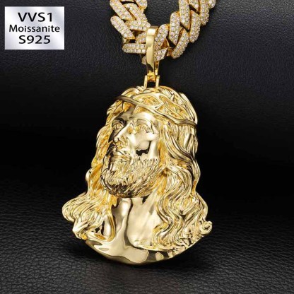 Moissanite Hip Hop Polished Jesus Pendant