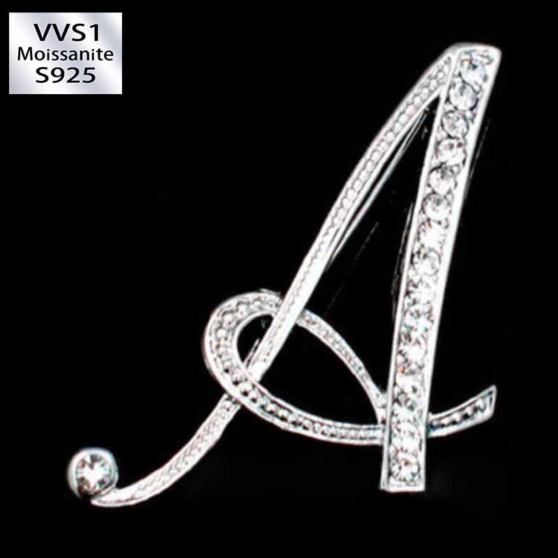 Moissanite Initial Letter Brooch – Sparkle with Style