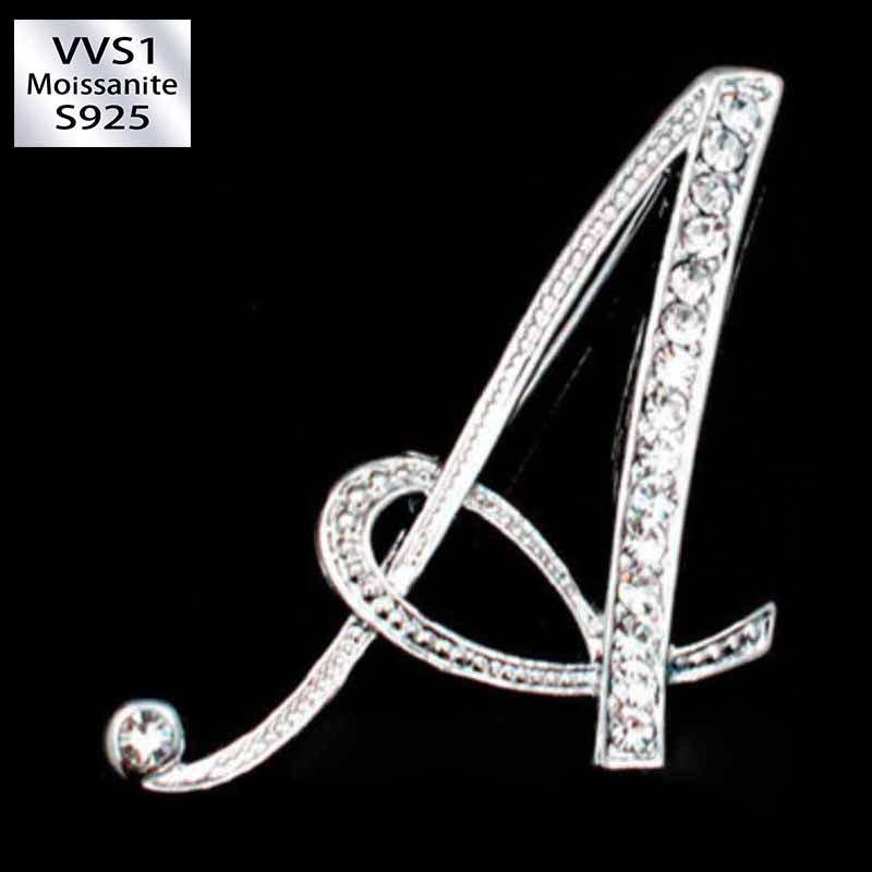 Moissanite Initial Letter Brooch – Sparkle with Style