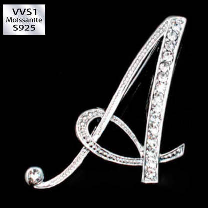 Moissanite Initial Letter Brooch – Sparkle with Style