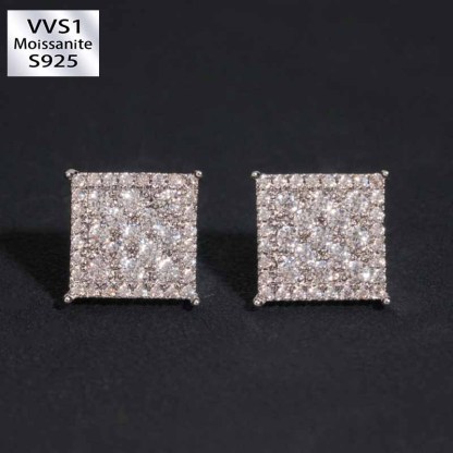 Moissanite Princess Square Earrings