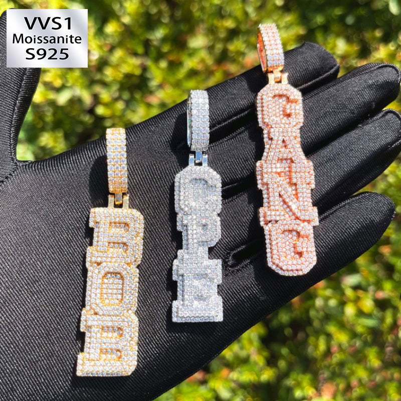 Moissanite Hip Hop Art Font Custom Lettering Pendant