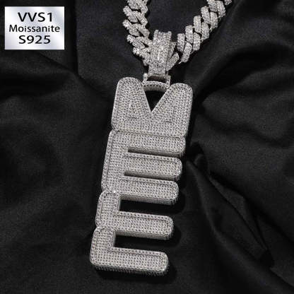 Moissanite Iced-Out Bold Vertical Customized Letter Pendant
