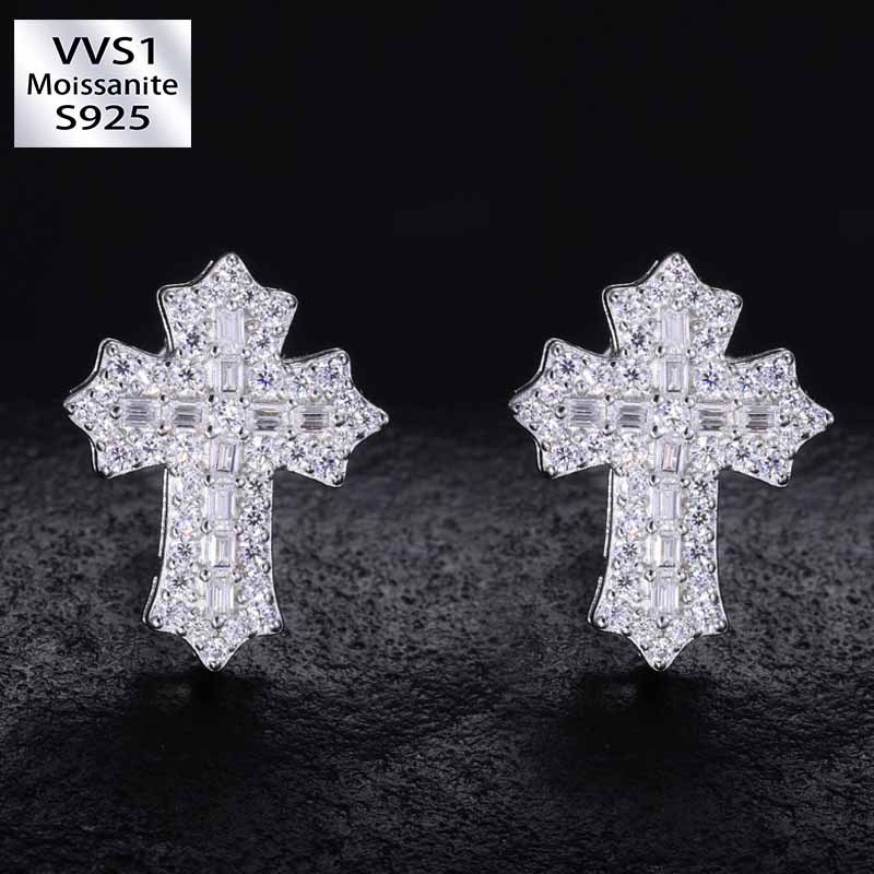 S925 Silver Moissanite Cross Earrings