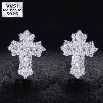 S925 Silver Moissanite Cross Earrings